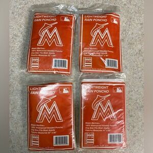 Miami Marlins Lightweight‎ Rain Poncho Waterproof Hooded One Size Lot of 4 MLB